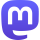 Mastodon logo in purple and white, depicting a stylised letter M, representing the social networking platform